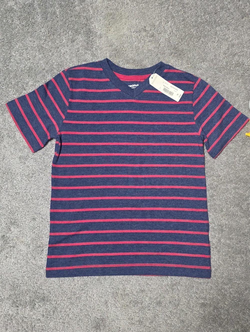 Arizona Jean Co Boy's Navy Blue and Red Striped Shirt Small Size 8